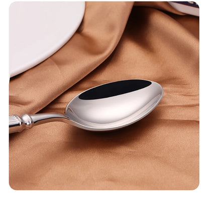 12/16/20 Pieces Sliver Tableware Set Stainless Steel Cutlery Elegant Dinnerware Vintage Knife Spoon Fork Set Kitchen Utensils