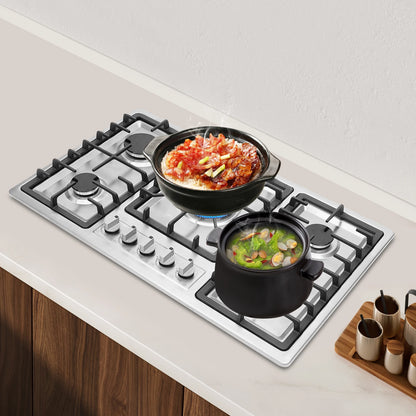5 Burner Built-in Gas Cooktop Stainless Steel Gas Propane 83*47cm To Clean Gas Cooking Natural Gas Built-In Installation Precise