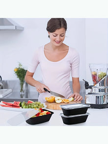 5/10/20 Pack Black Rectangular Meal Prep Containers With Lids,Disposable Plastic To Go Containers, Leak-Proof, Microwave Safe