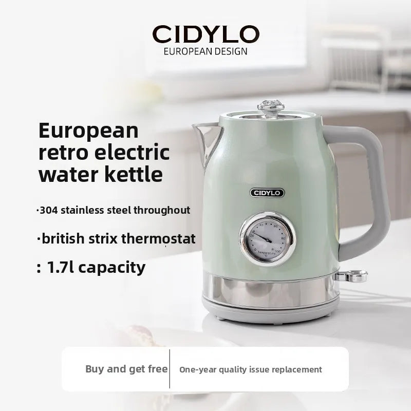 220V European Style Electric Kettle Vintage Red High Capacity ABCDFEG