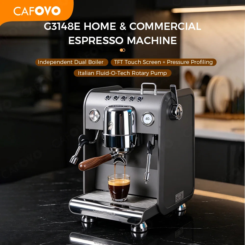 CAFOVO G3148E Commercial Espresso Machine Dual Boiler Rotary Pump TFT Pressure Profiling 9Bar PID Coffee Machine Café Barista