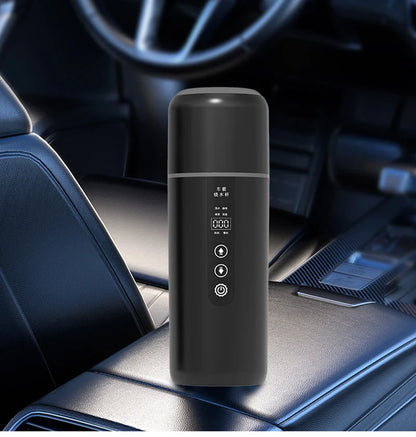 LED Digital Display Electric Heating Bottle Boil Water Mini Heated Kettle Car 12V 24V Travel 4 Gear Thermostatic Keep Warm Cup