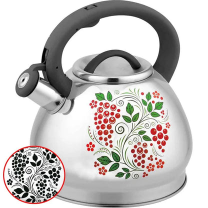 3L Color-Changing Flower Whistling Kettle, Stainless Steel Visual Alert When Water Boils, for Induction & Gas