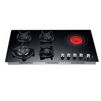 Hot Sale Electric & Induction Gas Cooker with Electronic Ignition Built-in Ceramic Burner 5 Burners