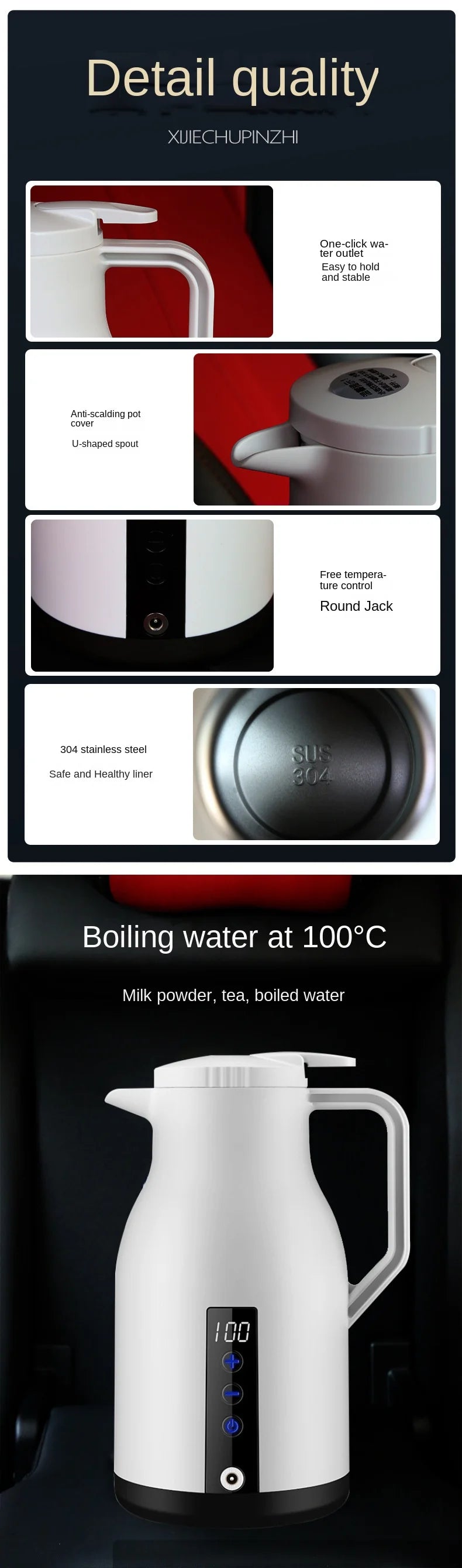 12V 24V 220V Car Water Boiling Electric Kettle Trucks with Quick Boiling and Insulation Fast Heating Car Electric Kettle 1000ML