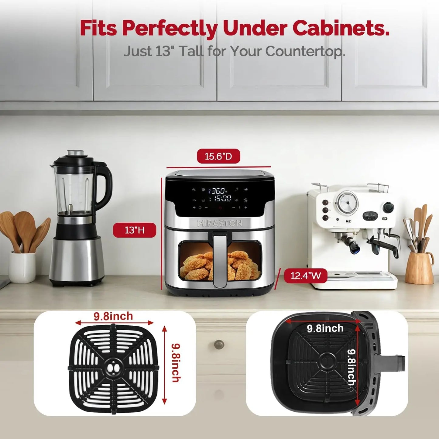 8.5QT Family Size Air Fryer, Digital Touchscreen with 8 Presets, BPA-Free, Dishwasher Safe, Stainless Steel