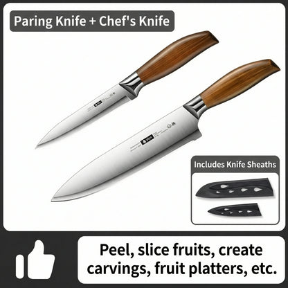 New Upgaded Complete 4-Piece Knife Set with Box - Stainless Steel Cleaver, Chef, Slicing & Paring Knives for All Kitchen Needs