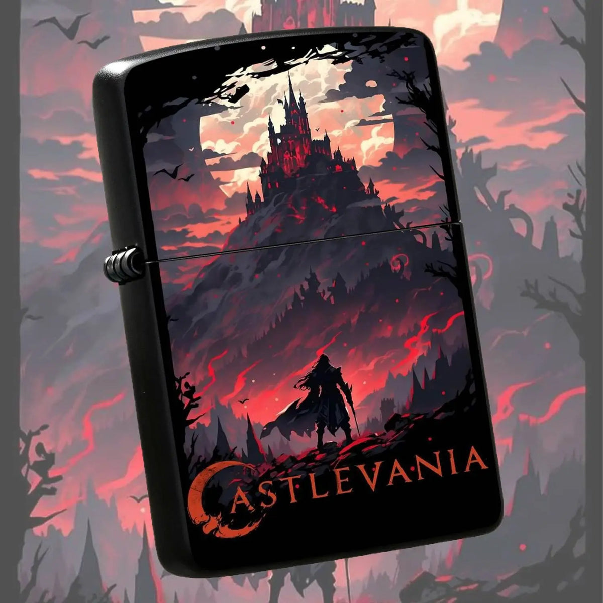 Retro Castlevania Themed Lighter, Dark Gothic Red Moon Castle Creative Peripheral, Portable Multi-Scene Ignition Tool, Unique Collectible Decor, Ideal Gift For Anime Fans, Exquisite Atmospheric Souvenir For Daily Use A Humoro