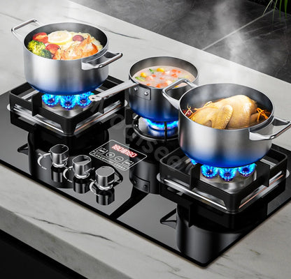 Built In Gas Hob 3 Burner Stove Dual Fuel LPG LNG Fierce Fire 3 Dual-Use Stoves For Household Kitchen High Pressure Fierce Flame