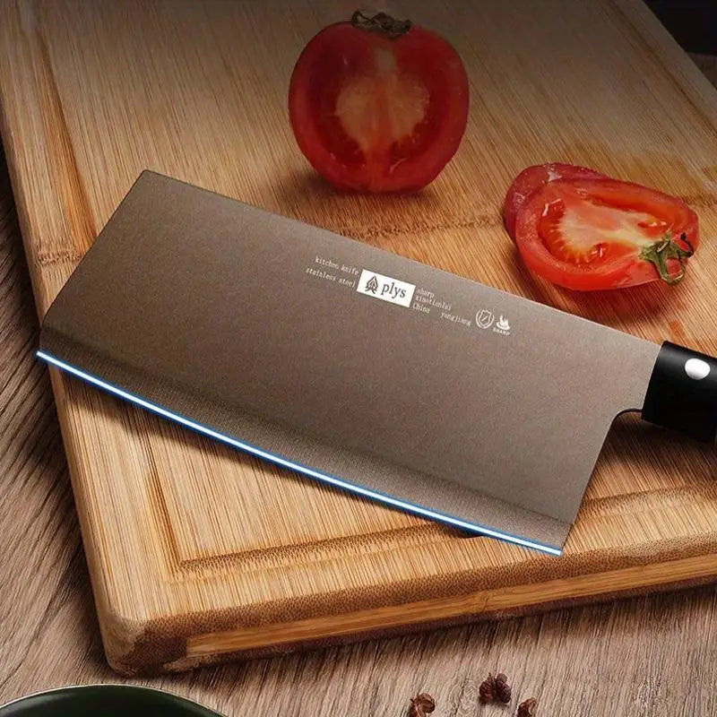 4-piece Commercial wood grain Titanium kitchen knife set, sharp meat cutter, multi-purpose slslice knife, chef BBQ knife se