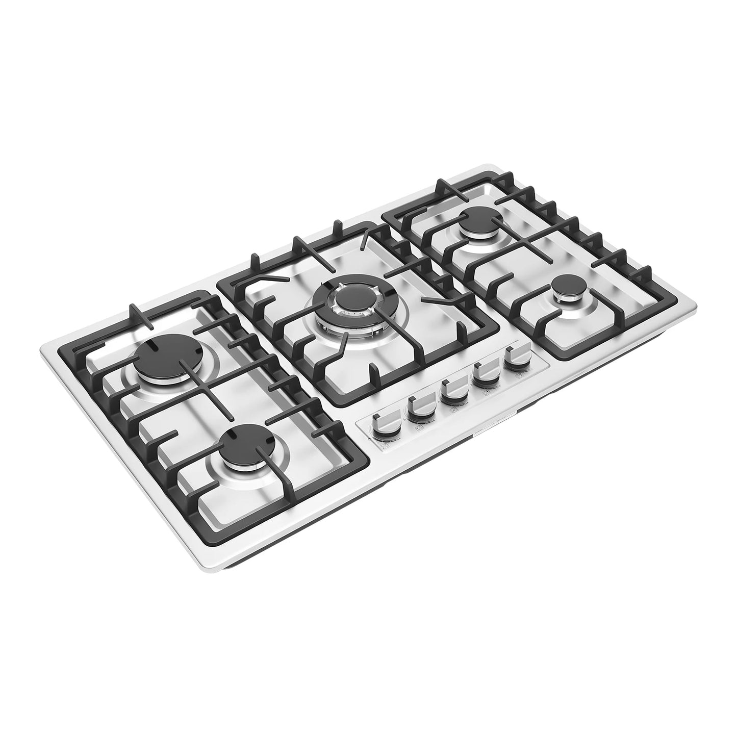 5-Burner Natural Gas Cooktop Drop-In Fierce Fire Kitchen Gas Stove with Flame Failure Protection Stainless Steel Gas Stove