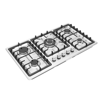 5-Burner Natural Gas Cooktop Drop-In Fierce Fire Kitchen Gas Stove with Flame Failure Protection Stainless Steel Gas Stove