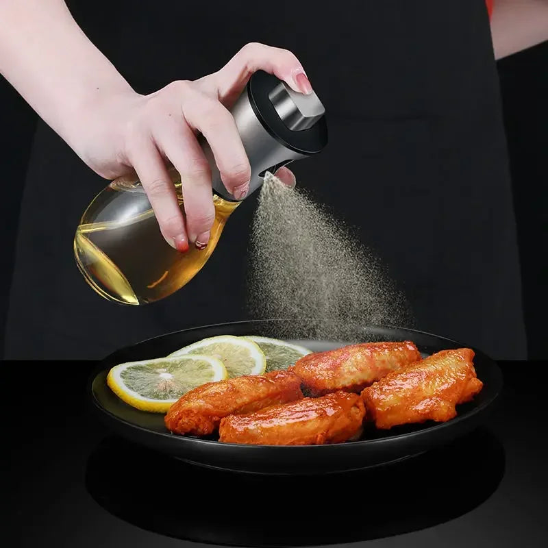 Kitchen Oil Sprayer for Cooking,6.8oz/200ml Olive Oil or Vinegar, Trigger Design,Stainless Steel Vinegar Glass Spray Bottle