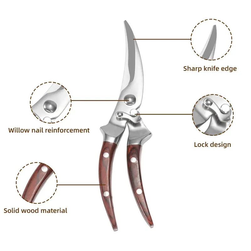 Stainless Steel Chicken Bone Scissors Household Powerful Multifunction Shear Chicken Bone Seafood Kitchen Tool Scissors