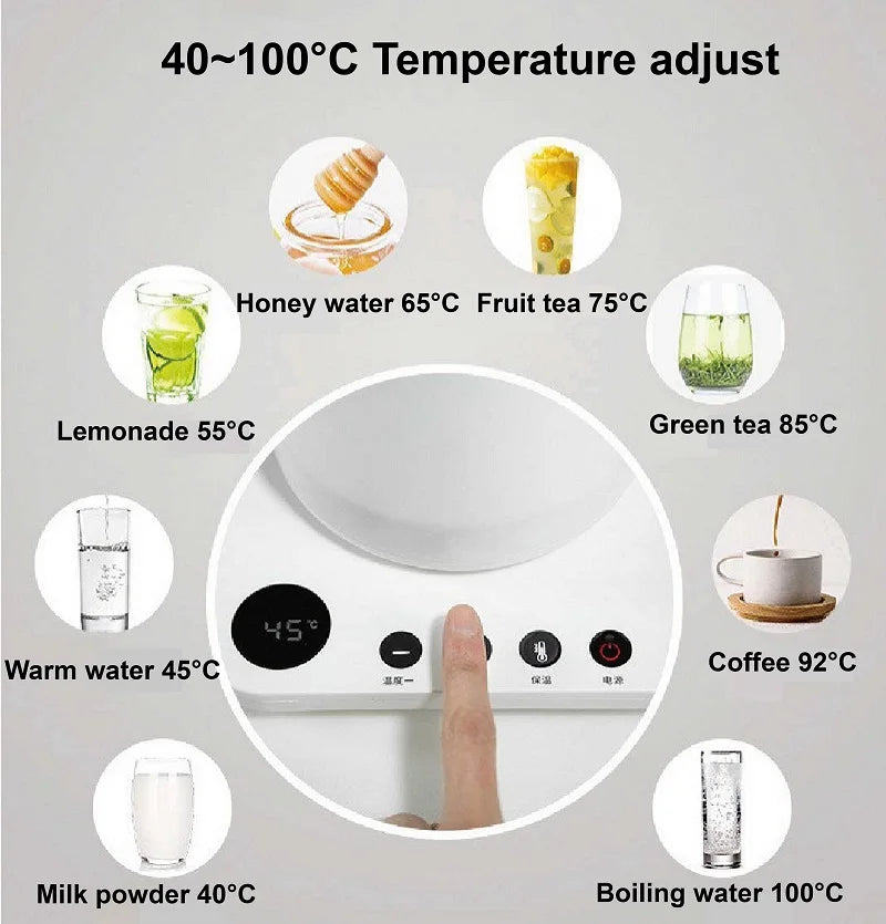 Home Electric Kettle 800ml Gooseneck Jug Hand brew Coffee Pot Thermo Pot Temperature-Control Heating Water Bottle Smart Teapot