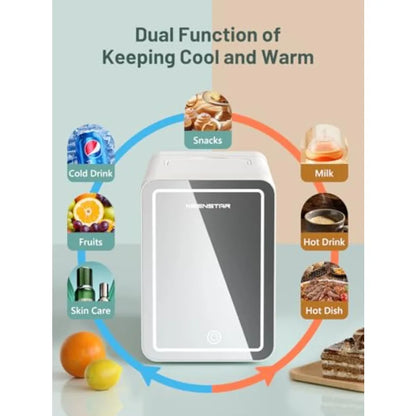 Skincare Mini Fridge 6L/8 Can with LED Mirror, Portable Cooler and Warmer Mini Fridge for Home/Car, Portable Thermoelectric Ref