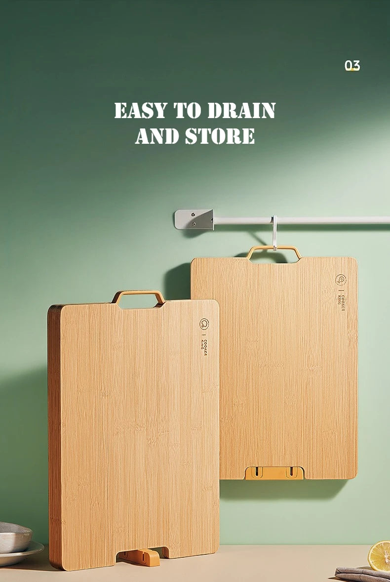 COOKER KING 3 Sizes Standable Cutting Board Moso Bamboo Chopping Board with Sharpening Stone Preparation Board Cost-effective