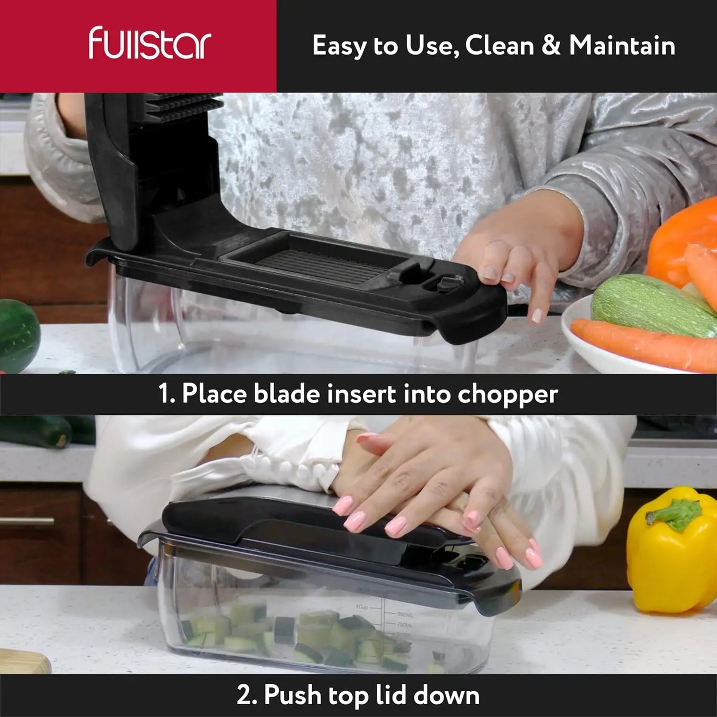 Vegetable Chopper - Food Chopper - Spiral Cutter - Vegetable Chopper with Container - Kitchen Gadgets Home Essential Accessories