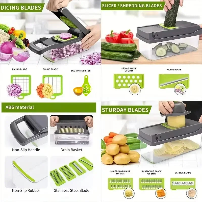 Multifunctional 5 In 1 Handheld Food Chopper Vegetable Slicer Dicer Grater Portable Kitchen Veggie Cutting Prep Tool
