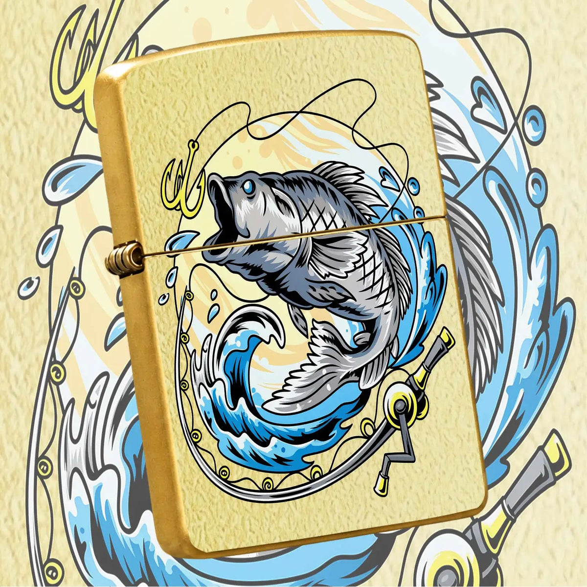 Creative Leaping Bass Fishing Themed Portable Lighter Gear Trendy Stylish Accessory For Angling Enthusiasts Daily Carry Practical Item For Outdoor Travel Birthday Gift And Souvenir Multi-Scenario Adapted Durable Exquisi A Hum