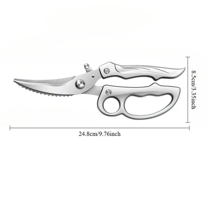 1pc Heavy-Duty Kitchen Shears with Spring-Loaded Ejector & Non-Slip Ergonomic Handle for Chicken Bones, Fish Spines, Hard Shells