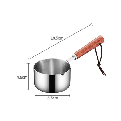 304 Stainless Steel Mini Soup Pot with Wooden Handle Condiment Sauce Pan Small Saucepan for Making Sauces Heating Milk Kitchen