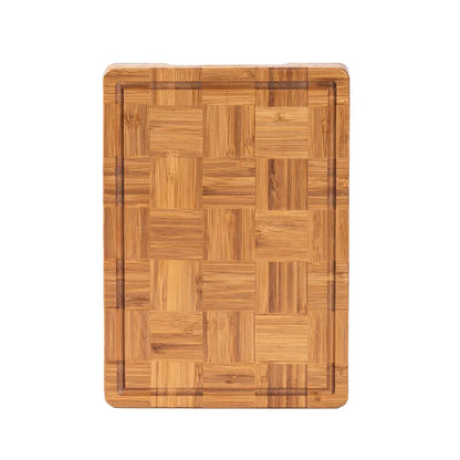 Checkerboard Moso Bamboo Cutting Board, Bamboo Chopping Board with Juice Groove & Hanging Carry Hole, Portable Fruit Vegetable