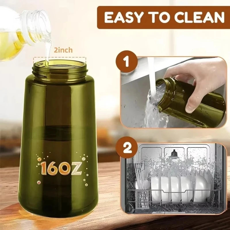 2-in-1 16oz 470ml Brown Glass Oil Sprayer Leakproof Eco-Friendly Olive Oil Dispenser Perfect for Cooking BBQ Grill Air Fryer