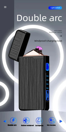 Plasma Dual ARC Touch Sensitive Lighter USB Rechargeable Windproof Flameless Lighter Gift for Men