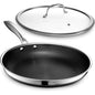 12-Inch Tempered Glass Lid Nonstick Frying Pan with Cool Handle, Dishwasher Safe, Oven-Safe to 900°F, Induction Ready, Compatibl