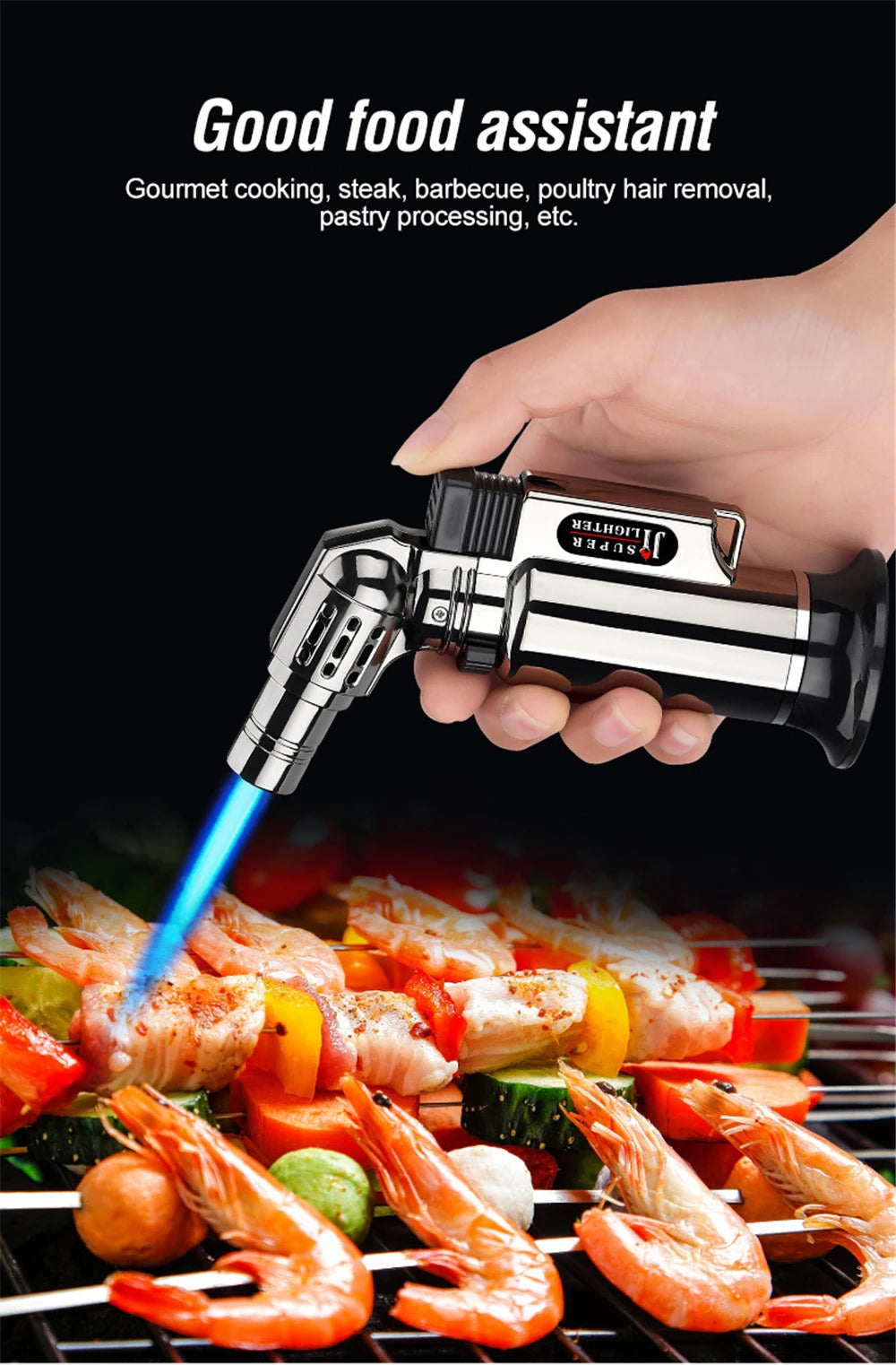 Metal Windproof Turbo Gas Lighters Welding Torch Kitchen Cooking Adjustable Flame Powerful Spray Gun Cigar Lighter For Men Gifts