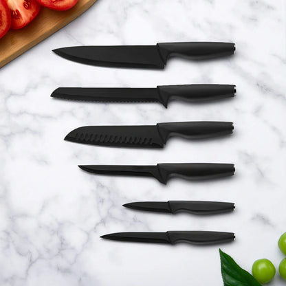 15 Pieces Kitchen Knife Set Stainless Steel Knife Slip Handle with Scissors Sharpener Cutting All-Round