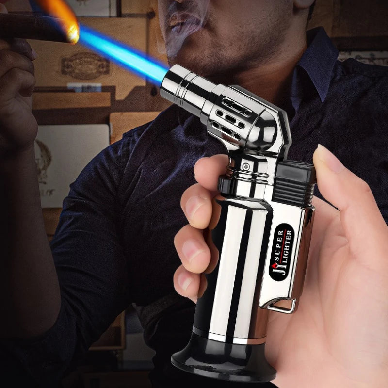 Butane Torch Gas Lighter Metal Windproof Portable Flamethrower Outdoor BBQ Cooking High Flame Welding Torch Ciagr Ignition Tool