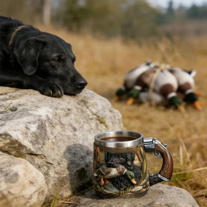 Stainless Resin Hunter Mug 3D Embossed Outdoor Sports Coffee Tea Cup Gift for Men Women Camping Fishing Daily Use Drinking Mug