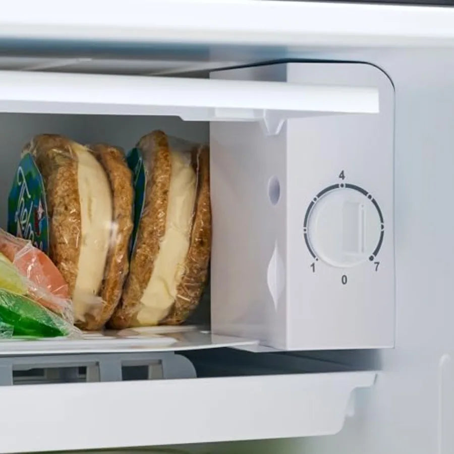 Mini fridge for homes, dorms offices: 3.2 cu.ft with freezer, stainless steel, silver, temperature control, glass shelves, comp