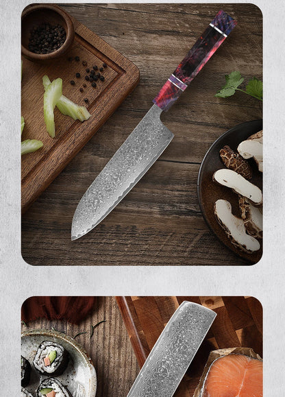 1-5 PCS Kitchen Knife set Damascus Steel Japanese chef Knife Santoku Knife Nakiri Knife kiritsuke knife Stable wood Handle