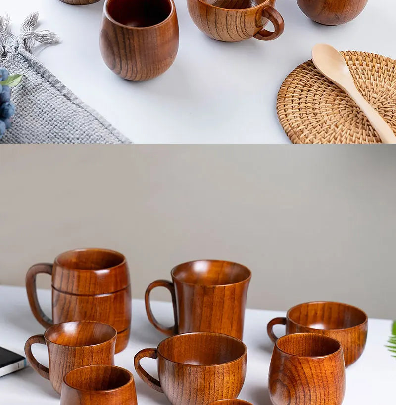 Wooden Cups Handmade Jujube Wood Handle Cups Handle Beer Coffee Milk Tea Mug Handmade Natural Kitchen Bar Drinkware Cup