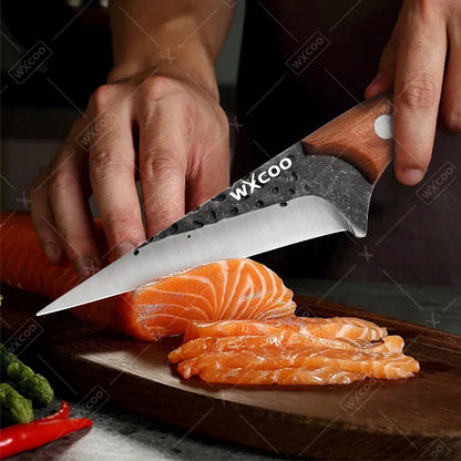 WXCOO Handmade Forged Knife Butcher Cleaver Knife Meat Cutting Japanese Kitchen Pork Bone Shaving Knives Boning Knife