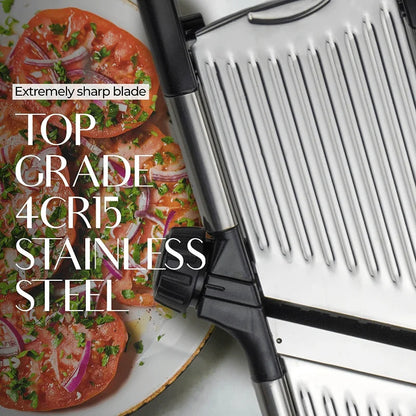 Mandolin Slicer, Suitable for Slicing Potatoes, Tomatoes, Carrots, Vegetables, Fruits, And Onions - Made of Stainless Steel - Comes with One Protective Glove