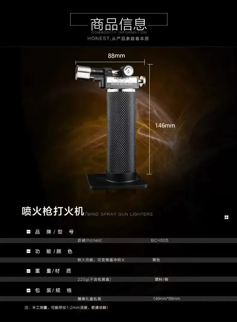 HONEST Double Flame Welding Gun Gas Torch Lighter Safety Lock Switch Jet Fire Open Fire Switching BBQ Kitchen Cigar Lighters