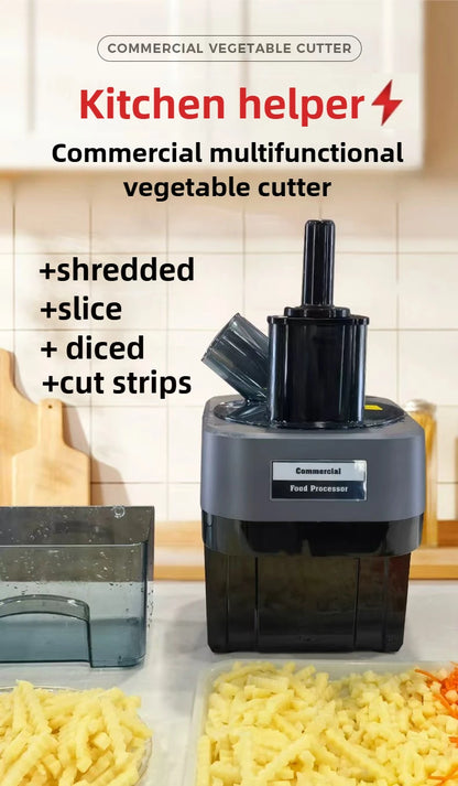 New Commercial Double Spout Vegetable Cutter 4 in 1 Multifunctional Dicing Shredding Slicing Cutting Strips Vegetables