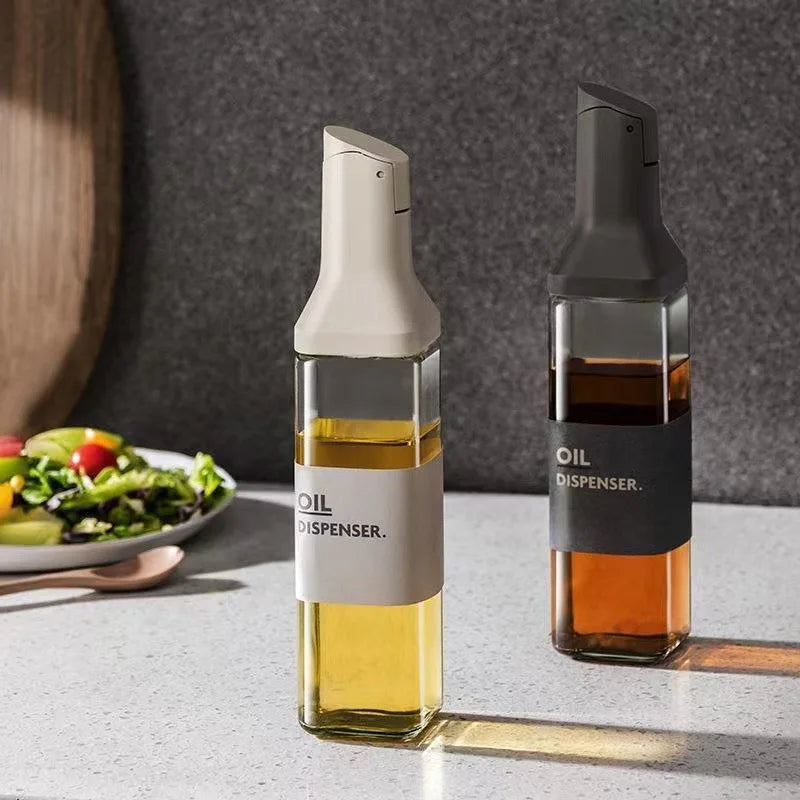 500ml Glass Oil Bottle Opening And Closing Olive Oil Condiment Container Household Kitchen Square Leak-Proof Dispenser Bottle