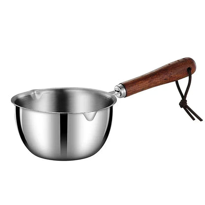 Milk Pot Stainless Steel Hot Oil Pan 150/300ML Hot Sauce Small Pot Cooking Butter Melting Pot Versatile Flat Bottomed Oil Pan