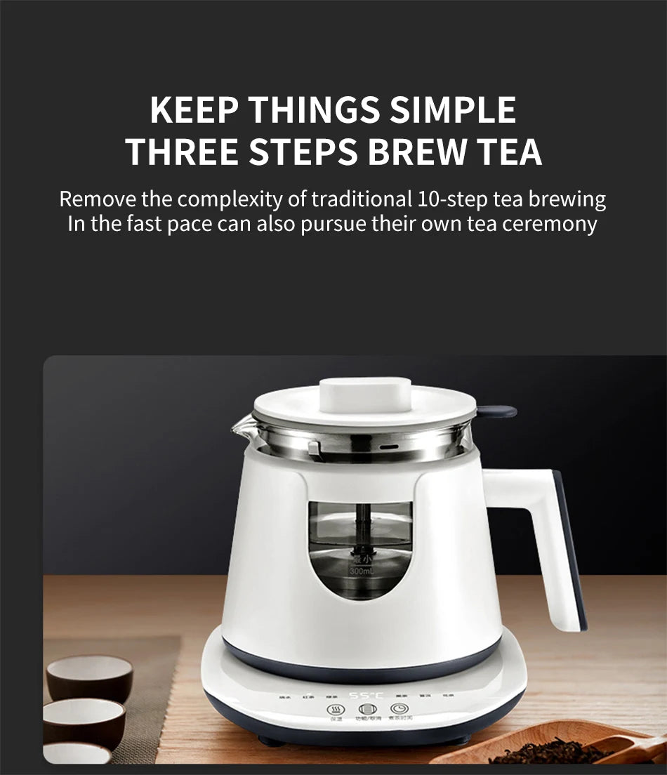 Black Tea Brewing Electric Tea Pot - Automatic Steam Glass Tea Maker for Boiling Water Health Preservation