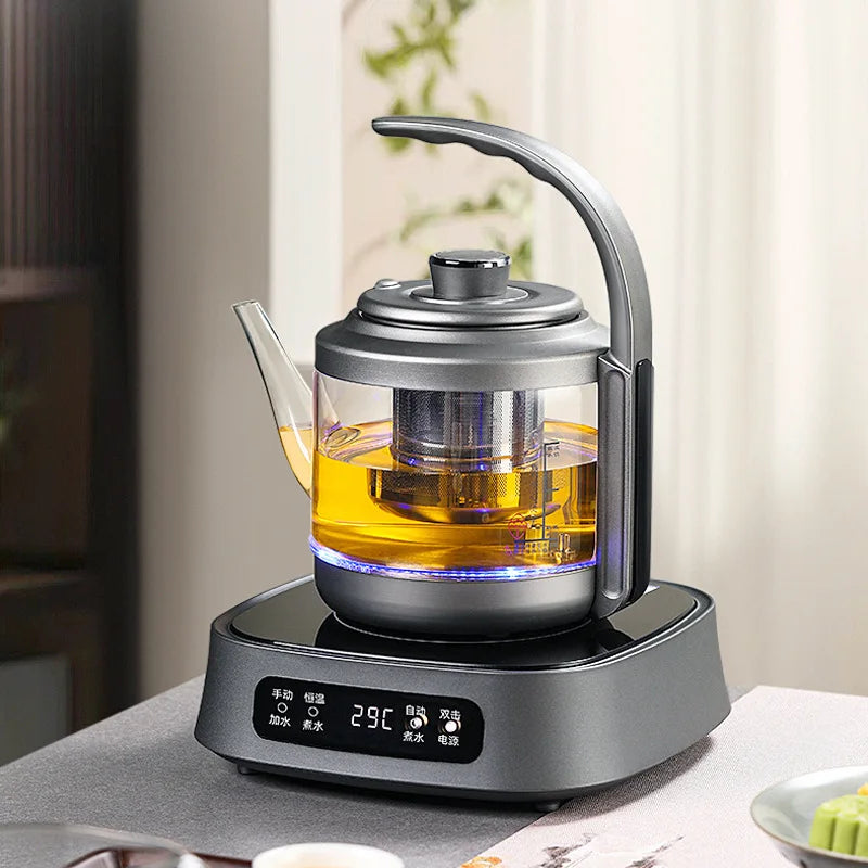 1350W Electric Kettle Fully Auto Bottom Pumping Quick Boiling Kettle Tea Maker Office Glass Temperature Control Teapot 1000ml