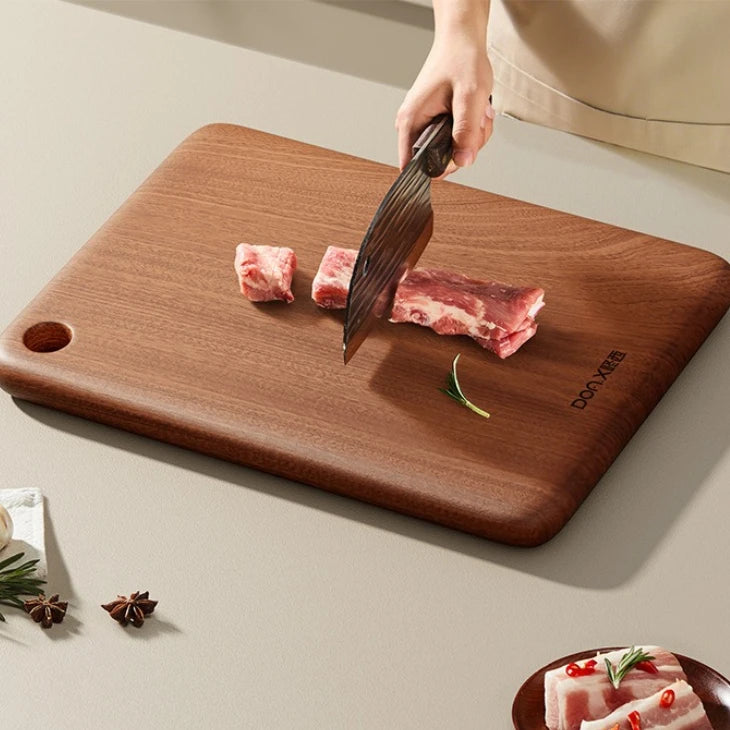 JUSTINLAU 4 Sizes Square Wood Cutting Board Ebony Household Antibacterial and Mildew Proof Fruit Meat Vegetables Chopping Board