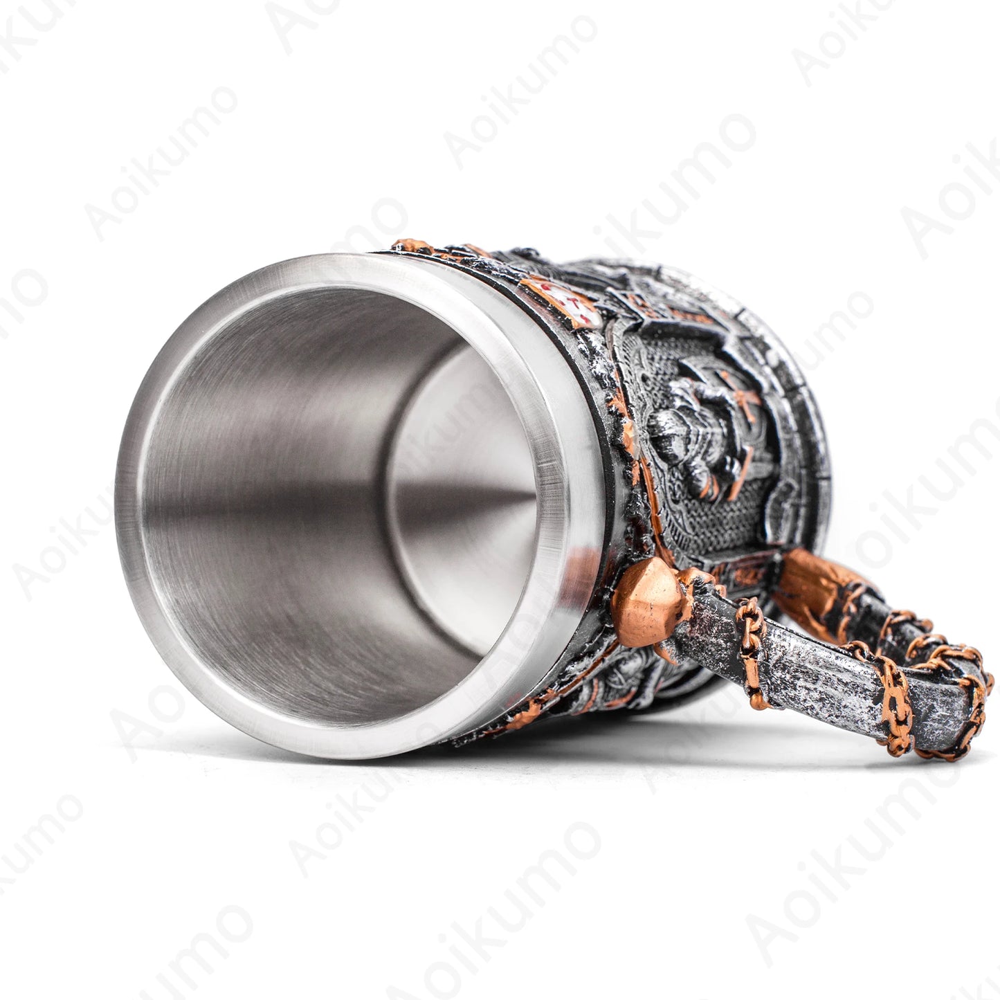 The Vow English Armoured Knight Latin Oath Beer Mug Tankard Stein 304 Stainless Steel Armoured Glove Chalice Goblet Wine Glass