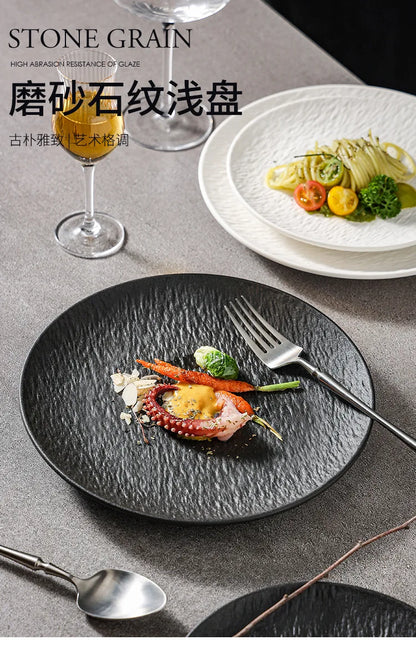 ceramic tableware, steak plates, stone pattern frosted salad plates, fruit plates, restaurant , western food