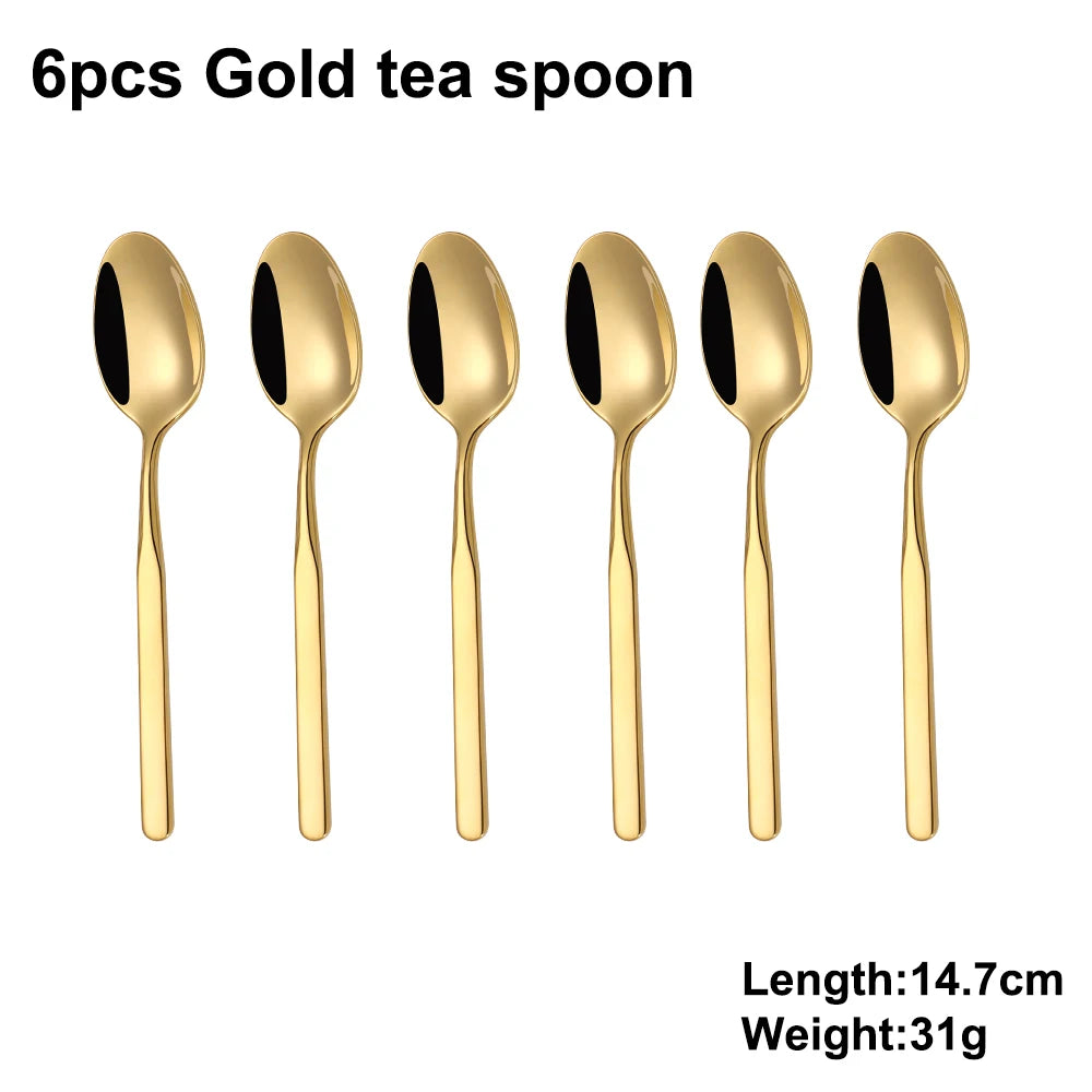 4/6/12/16/18/20/24Pcs Gold Cutlery Set Stainless Steel 304 Tableware Elegant Western Knife Fork Spoon Mirror Dinner Set