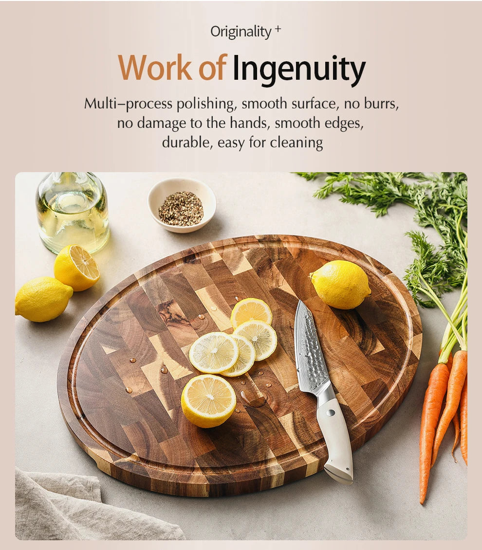 XINZUO Acacia Wood Cutting Board Cut Bread Fruit Meat Quality Kitchen Wooden Chopping Blocks Non-slip Kitchen Tools